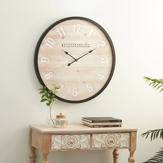 Brown Farmhouse Wood Wall Clock